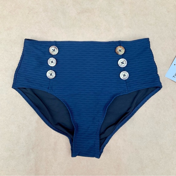 J. Crew & Shoshanna ❉ Nautical Navy Bikini Top & High Waist Bottoms 2pc Swimsuit - Picture 5 of 13